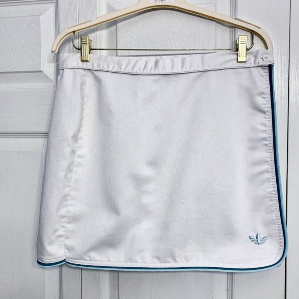 ADIDAS vintage white tennis faux wrap skirt 14